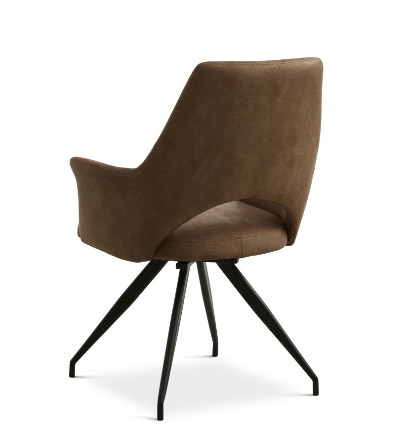 Aya spisebordsstol, med armlener og svingfunksjon - mandel mikroskinn og sort metall