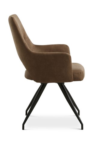Aya spisebordsstol, med armlener og svingfunksjon - mandel mikroskinn og sort metall