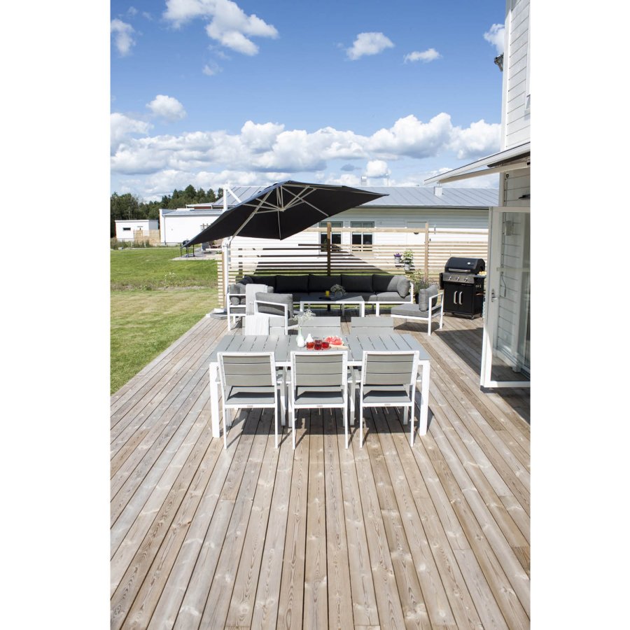 VENTURE DESIGN Levels hagestol, med armlener - gr i tre og hvit aluminium