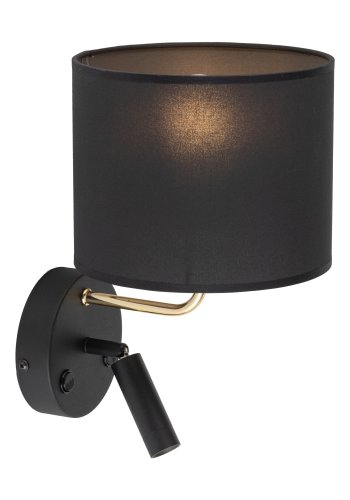 TK Richi vegglampe - svart stoff og gullmetall 