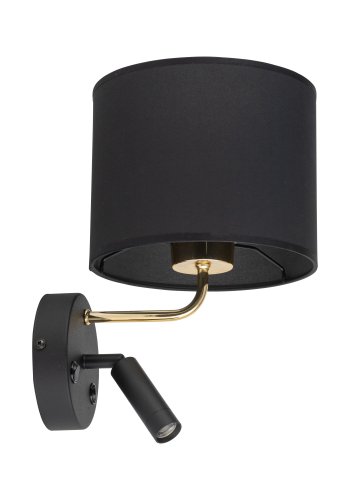 TK Richi vegglampe - svart stoff og gullmetall 