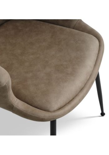 Nadia spisestuestol, med armlen - beige polyesterstoff og svart metall