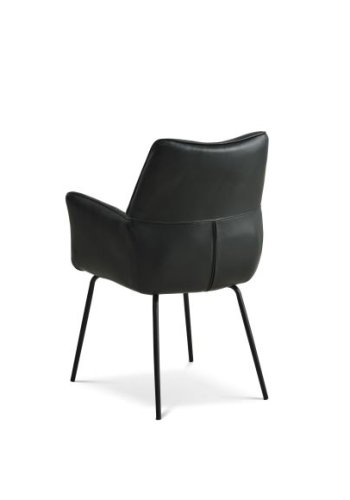 Lily spisestuestol, med armlen - svart skinn og svarte ben