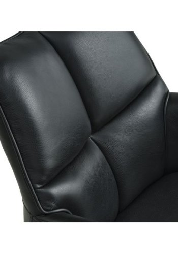 Lily spisestuestol, med armlener og svingfunksjon - svart skinn og svarte ben