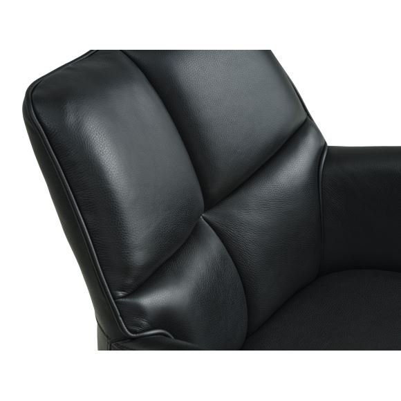 Lily spisestuestol, med armlen og svingfunksjon - svart skinn og metall