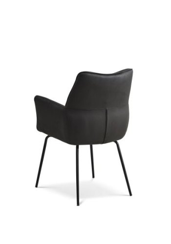 Lily spisestuestol, med armlen - onyx svart mikroskinn okse og svarte ben