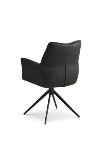 Lily spisestuestol, med armlen og svingfunksjon - svart mikroskinnokse og svarte ben