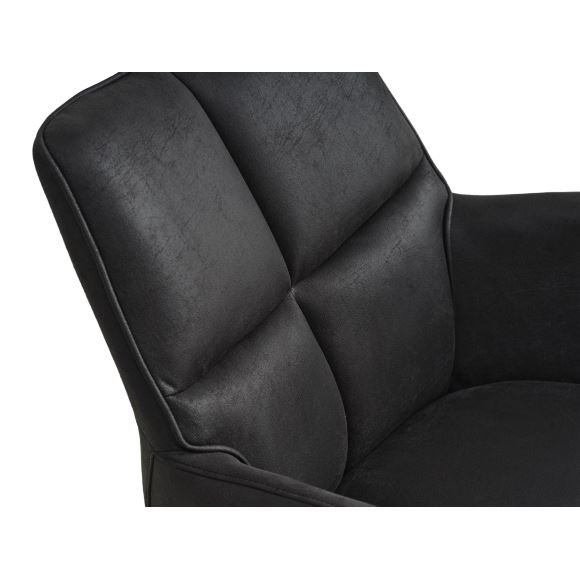 Lily spisestuestol, med armlen og svingfunksjon - svart mikroskinnokse og svarte ben