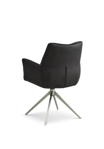 Lily spisestuestol, med armlen og svingfunksjon - svart mikroskinn og metall