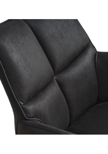 Lily spisestuestol, med armlen og svingfunksjon - svart mikroskinn og metall