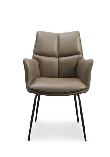 Lily spisestuestol, med armlener - nougatskinn og svarte ben