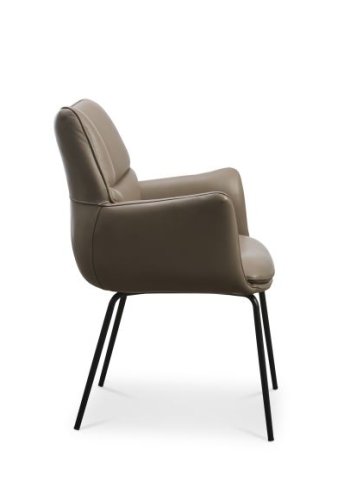 Lily spisestuestol, med armlener - nougatskinn og svarte ben