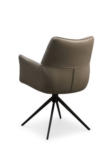 Lily spisestuestol, med armlener og svingfunksjon - nougatskinn og svarte ben