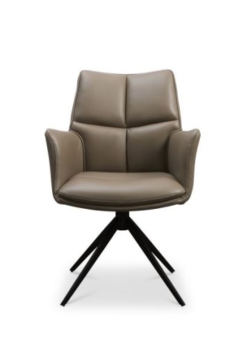 Lily spisestuestol, med armlener og svingfunksjon - nougatskinn og svarte ben