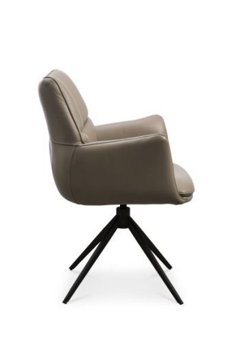 Lily spisestuestol, med armlener og svingfunksjon - nougatskinn og svarte ben