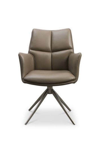 Lily spisestuestol, med armlen og svingfunksjon - nougatskinn og metall