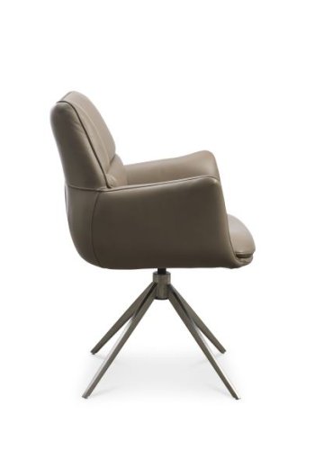 Lily spisestuestol, med armlen og svingfunksjon - nougatskinn og metall