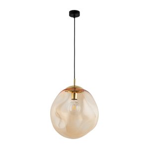TK Sol loftlampe - rav glas og guld metal