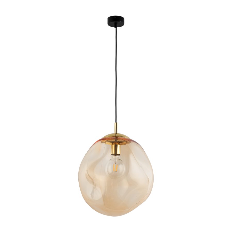 TK Sol taklampe - gult glass og gullmetall