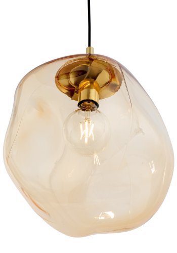 TK Sol taklampe - gult glass og gullmetall