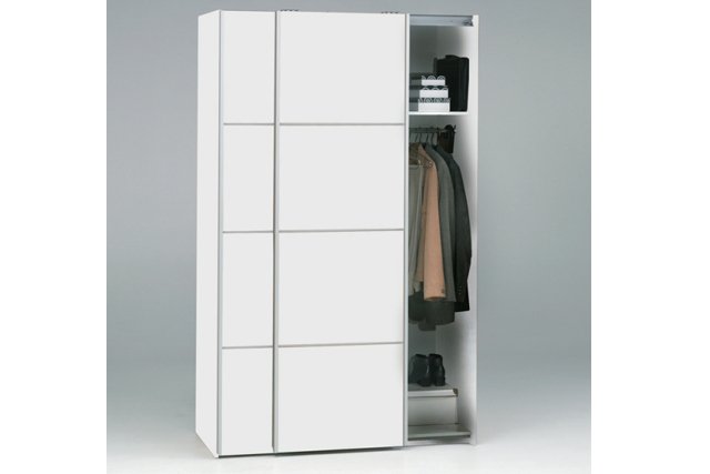 
TVILUM Verona garderobeskab - hvid laminat, to skydelåger
