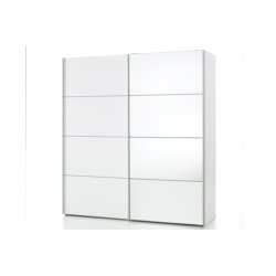 Verona garderobeskab - Hvidt MDF, m. spejllge, 2 skydelger