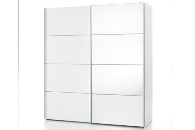 
TVILUM VERONA garderobeskab - hvid laminat, med spejl, 2 skydelåger

