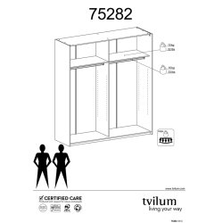 Verona garderobeskab - Hvidt MDF, m. spejllge, 2 skydelger