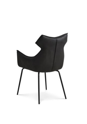 Liva spisestuestol, med armlen - onyx svart mikroskinn okse og svarte ben