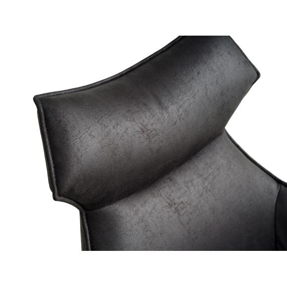 Liva spisestuestol, med armlen - onyx svart mikroskinn okse og svarte ben