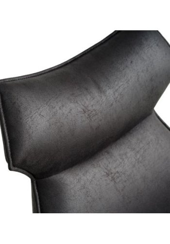 Liva spisestuestol, med armlen og svingfunksjon - onyx svart mikroskinn okse og svarte ben