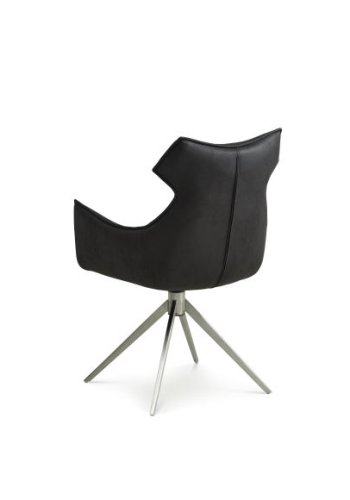 Liva spisestuestol, med armlen og svingfunksjon - onyx svart mikroskinn i okse- og metallskinn