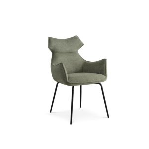 Liva spisebordsstol, m. armln - grn stof og sorte ben