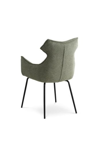 Liva spisestuestol, med armlener - grnt stoff og svarte ben