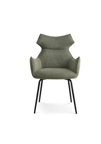 Liva spisestuestol, med armlener - grnt stoff og svarte ben