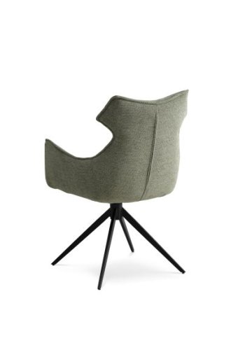 Liva spisestuestol, med armlener og svingfunksjon - grnt stoff og svarte ben