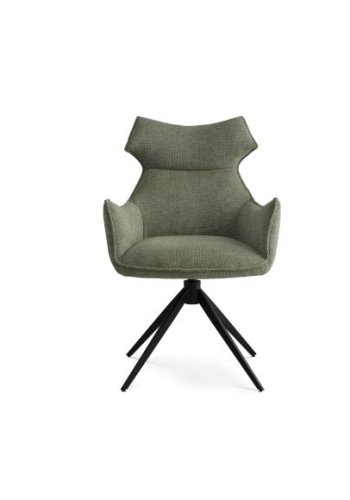 Liva spisestuestol, med armlener og svingfunksjon - grnt stoff og svarte ben
