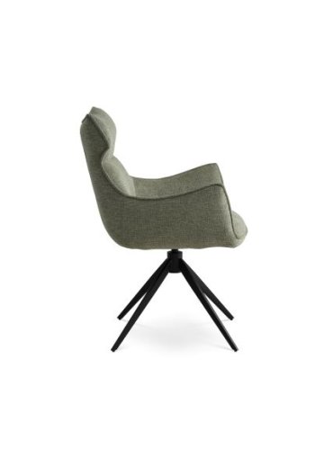 Liva spisestuestol, med armlener og svingfunksjon - grnt stoff og svarte ben
