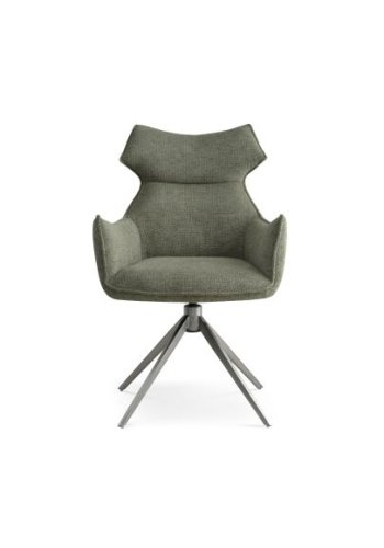 Liva spisestuestol, med armlen og svingfunksjon - grnt stoff og metall