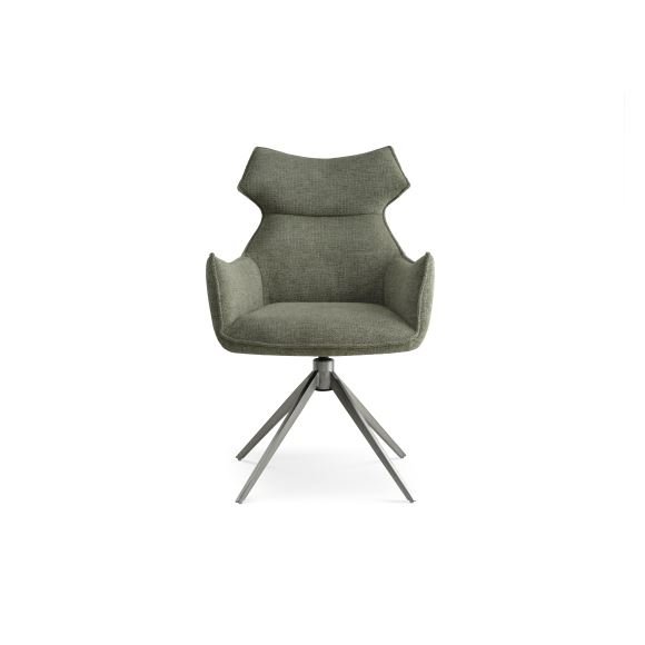 Liva spisestuestol, med armlen og svingfunksjon - grnt stoff og metall