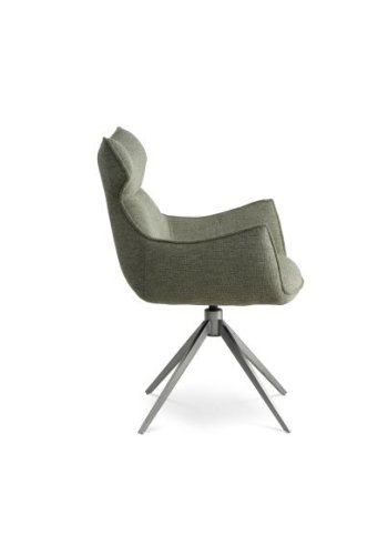 Liva spisestuestol, med armlen og svingfunksjon - grnt stoff og metall