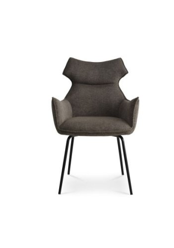 Liva spisestuestol, med armlen - sephiabrunt stoff og svarte ben