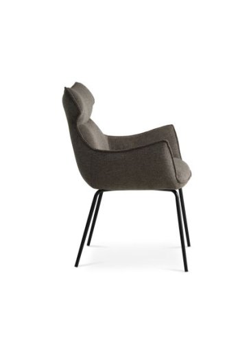 Liva spisestuestol, med armlen - sephiabrunt stoff og svarte ben