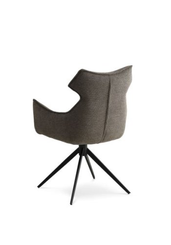 Liva spisestuestol, med armlener og svingfunksjon - Sephiabrunt stoff og svarte ben