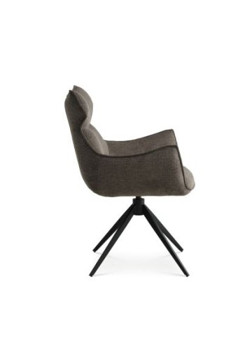 Liva spisestuestol, med armlener og svingfunksjon - Sephiabrunt stoff og svarte ben