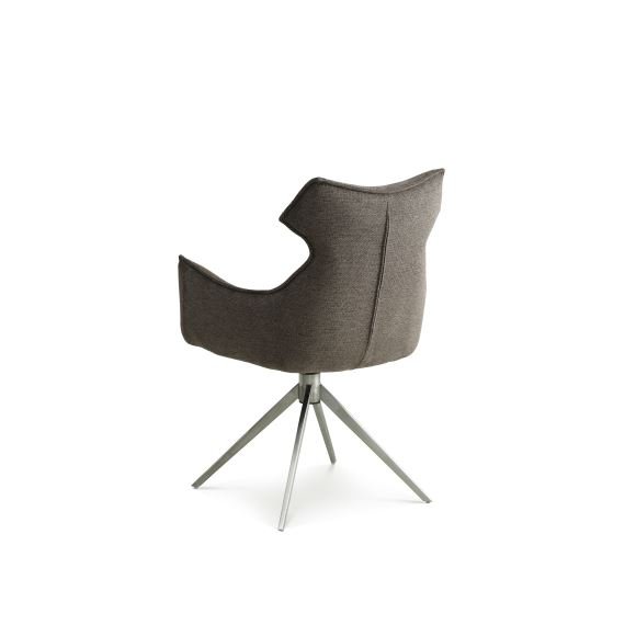 Liva spisestuestol, med armlen og svingfunksjon - Sephiabrunt stoff og metall