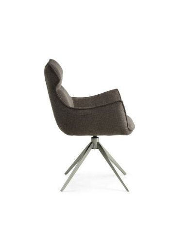 Liva spisestuestol, med armlen og svingfunksjon - Sephiabrunt stoff og metall