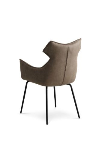 Liva spisestuestol, med armlen - leverbrun/beige mikroskinn og svarte ben