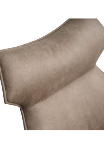 Liva spisestuestol, med armlen - leverbrun/beige mikroskinn og svarte ben