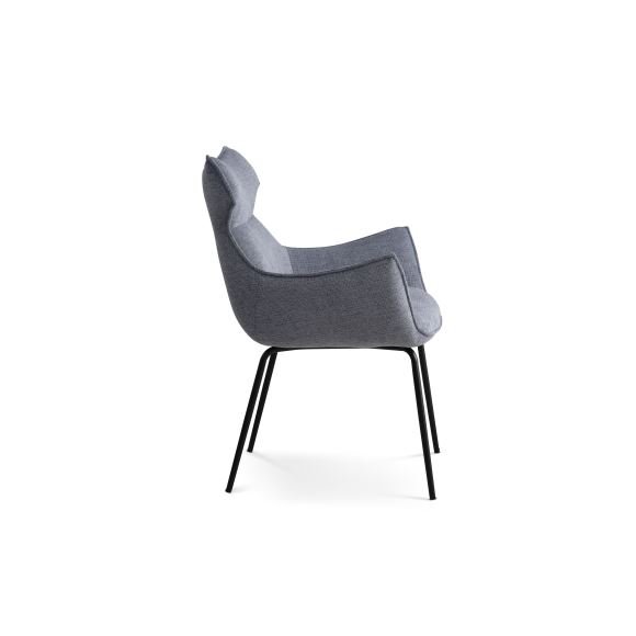 Liva spisestuestol, med armlen - isbltt stoff og svarte ben